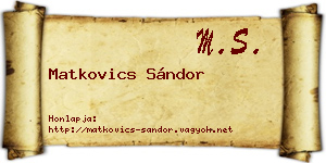 Matkovics Sándor névjegykártya
