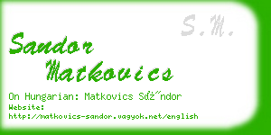 sandor matkovics business card